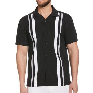 CUBAVERA Men’s Tri-Color Camp Shirt Black